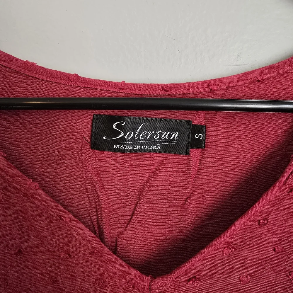 🌟 Silence + Noise Red Ruffle Sleeve Mini Dress - Picture 2 of 4